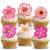 PreCut Gorgeous Pink Flowers Edible Wafer Paper Cupcake Cake Dessert Toppers Birthday Party Wedding Decorations (Flowers)