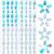 96 pieces girls on pressing nails full cover short fingernails Artificial nail tips for children false fingernails children nail art decoration (blue theme)