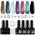 Morovan Chameleon Gel Nail Polish Kit with Base Coat & Top Coat - 4 Colors Chameleon Blue Green Orange Classic Black Polish Soak Off Rainbow Mood Phantom Chameleon Gel Nail Polish Kit Gift Box 10ml Each Bottle