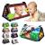 Dr.Rapeti Tummy Time Floor Mirror for Baby Infant Toddler Kids Black and White High Contrast Baby Toy with Crinkle Cloth Book Teethers Floor Activity Toy Washable Non-Toxic Floor Mirror+cloth Book