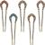 5 Pieces French Hair Pins Vintage Hair Forks Metal U Shaped Chignon Pin Double Prong Hair Stick Crystal Rhinestone Hairpin for Women Girls (Elegant Pattern)