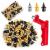 Homotte 1/4 inch Track Spikes Pyramid 120 Pieces Steel Spikes with Storage Box and Small Wrench Gold Silver and Black Mixed Spikes for Youth Track Athletes Running Cross Country Replacement