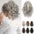 Reecho ponytail extension hair clip in ponytail extension of short curly ponytail naturally wavy ponytail hair part for women - gray/brown/silver/white mixed 25 cm gray/brown/silver/white mixed