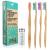 Bamboo Toothbrush 4-Pack & Compostable Silk Dental Floss with Refillable Glass Holder | Biodegradable Oral Care Set | Soft BPA-Free Bristles | Natural Eco-Friendly Gifts for Men & Women | Moso Handle