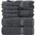 Utopia Towels 8-Piece Premium Towel Set, 2 Bath Towels, 2 Hand Towels, and 4 Wash Cloths, 600 GSM 100% Ring Spun Cotton Highly Absorbent Towels for Bathroom, Gym, Hotel, and Spa (Grey)