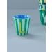 Rice melamine mug medium striped with letters model for boys blue/green/mint tones size 9 x 9 cm (L boy)