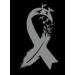 Bird Feather Brain Cancer Ribbon Vinyl Decal | Gray | Made in USA by Foxtail Decals | for Car Windows, Tablets, Laptops, Water Bottles, etc. | 2.7 x 4.5 inch
