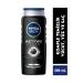 NIVEA Men Men's Shower Gel Active Clean 500 Ml 3 in 1 Complete Care Active Carbon Body Hair and Face