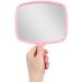 Nicole Fantini Professional Salon Hair Stylist Large Handheld Mirror w/Handle Wide Angle Barber Hairdressing Mirror Square Makeup Mirror: Pink Pink 1