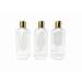 Plastic Bottles 8Oz / 250mL with Disk Top Gold Cap, Pack Of 3 bottles filling Shampoo Conditioner Lotion Oils. PET plastic, BPA free, reusable, Travel Toiletries disinfecting liquid cleaning supplies.