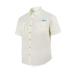 Tuna Men's Fishing Outdoor Button Down UPF 50+ Sun Protection Waterproof Hiking Short Sleeve Shirts Beige White #4 Small