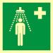 NOTLOK Safety Work Character Fertile DIN EN ISO 7010 fire protection signs photoluminescent plastic plate simple assembly foam strap on the back DIN67510 15x15 cm emergency shower 15 x 15 cm 1 piece