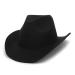 Wool Cowboy Cowgirl Hat for Men Women Classic Roll Up Brim Fedora Cowgirl Hat Western Cowboy Hat Black 7-7 1/4
