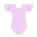 Domusgo Girls Ruffle Sleeve Ballet Gymnastics Leotards for Toddler Kids Teens Pink Black Purple F-purple 3-4T