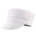 Women Yacht Captain Sailor Hat PU Newsboy Cabbie Baker Boy Peaked Beret Cap White