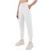 Rosemmetti Women's Joggers with Pockets,High Waist Tapered Sweatpants for Workout,Yoga,Running Regular Medium White