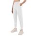 Rosemmetti Women's Joggers with Pockets,High Waist Tapered Sweatpants for Workout,Yoga,Running Regular Medium White