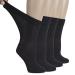 Hugh Ugoli Women's Cotton Diabetic Crew Socks, Wide, Thin, Loose Fit and Stretchy, Seamless Toe & Non-Binding Top, 4 Pairs 6-9 Black