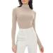 Trendy Queen Womens Mock Turtleneck Long Sleeve Shirts Fall Fashion Basic Layering Slim Fit Soft Thermal Underwear Tops Beige Medium