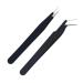 Telabeautix Tweezers Set of 2 Straight and Curved Black