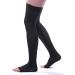 Allegro 20-30 mmHg Microfiber Thigh Highs Open Toe Black - Size Large for Optimal Comfort and Support - Buy Online on GoSupps.com