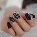 A N K 24 pieces Black false Nails medium length full coverage Glossy fake Artificial nails (Black Strip nail) Striped - Buy Online on GoSupps.com