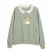 KIEKIECOO Cute Aesthetic Frog Sweatshirt for Teen Girls Kawaii Cartoon Graphic Hoodie Womens Preppy Cotton Pullover Sweaters Green Medium