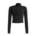 Women's Cropped Workout Jacket 1/2 Zip Pullover Running Athletic Outwear Slim Fit Long Sleeve Yoga Top Black Small