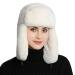 Winter Bomber Hats for Women and Men Russian Fur Hat Ushanka Trooper Trapper Hat Warm Cold Proof Ski Hunting Cap White