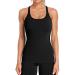 ATTRACO Ribbed Workout Tank Tops for Women with Built in Bra Tight Racerback Scoop Neck Athletic Top Large Black