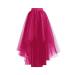 Women High Low Tulle Skirts Layered Mesh Tutu Skirt Princess Wedding Evening Prom Dovetail Skirts Fuchsia One Size