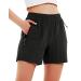 Nomolen Women's 5" Hiking Cargo Shorts Quick Dry Lightweight Athletic Outdoor Shorts for Workout with Zipper Pockets UPF 50+ Black Medium