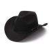 GEMVIE Cowboy Hat for Men Women Classic Roll Up Brim Fedora Cowgirl Hat Western Cowboy Hat with Belt Black 7-7 1/8