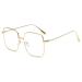 Blue Light Blocking Glasses Oversized Square Frame Women/Men Anti Eyestrain Computer Eyeglasses L3000A Gold Metal Frame