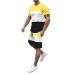 Track Suits for Men Set, Sport Suit for Men's T-Shirt and Shorts 2 Piece Set Fashion Print Shirt Short Pants Suits Sportwear Yellow Small