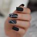 A N K 24 pieces Black false Nails medium length full coverage Glossy fake Artificial nails (Black Strip nail) Striped - Buy Online on GoSupps.com