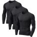 TSLA 1 or 3 Pack Men's UPF 50+ Long Sleeve Compression Shirts, Athletic Workout Shirt, Water Sports Rash Guard Core 3pack Shirts a Black/ Black/ Black Large
