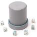 Grey Leather Dice Cup Set with 6 Pearl Dice - Teal Velvet Interior - Ideal for Board Games - Buy Online on GoSupps.com