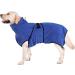 Pettom dog bathrobe microfiber dog towel quickly drying microfiber towel super absorbent comfortable and with adjustable straps for pets dogs and cats blue (s) s blue