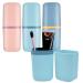 3 pieces of plastic travel tooth cleaning cups travel water cup set travel toothbrush mug travel toothbrush cup travel case portable toothbrush holder plastic for camping outdoors travel school