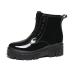 HSBDNZQ Rain Boots for Women and Men, Comfort Lightweight Waterproof Garden Boots with Zipper, Platform Rubber Chelsea Ankle Rain Boots, Adult Cute Soft Insole Short Rain Boots for Outdoor 8.5 Women/7.5 Men Black