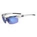 Tifosi Jet Sport Sunglasses - Ideal For Cycling, Hiking and Running Metallic Silver Frame/Smoke & Blue Lens
