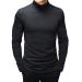 Men's Fashion Mock Turtleneck T-Shirts Long Sleeve Pullover Sweater Basic Designed Undershirt Slim Fit Top Black Medium