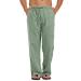 AUDATE Men's Pants Summer Beach Trousers Cotton Linen Trouser Casual Lightweight Drawstring Yoga Pant Green Medium