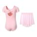 DIPUG Girls Ballet Leotards with Removable Skirt Toddler Hollow Back Dance Dress Combo Short sleeve 4-6 Years Pink