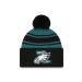 Men's New EraGold NFL 2022 Sideline Cuffed Pom Knit Hat Green One Size