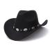 Western Cowboy Hat for Men Women Classic Fedora Hat with Buckle Belt Black-yb Medium