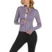 Aolpioon Womens Workout Jacket Yoga Running Slim Fit Stretchy Full Zip Athletic Jackets Cropped Top with Thumb Holes Small Purple Plush