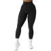 SUUKSESS Women Ribbed Seamless Leggings High Waisted Workout Gym Yoga Pants Medium Black