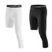 Blaward Men's Compression Pants 3/4 One Leg Tights Athletic Base Layer Leggings for Running Yoga Basketball, Pack of 2 Black+white#left Small